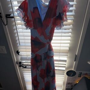 Hutch Red and Blue Maxi Dress